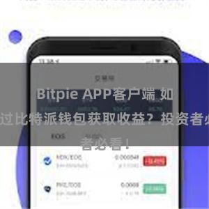Bitpie APP客户端 如何通过比特派钱包获取收益？投资者必看！